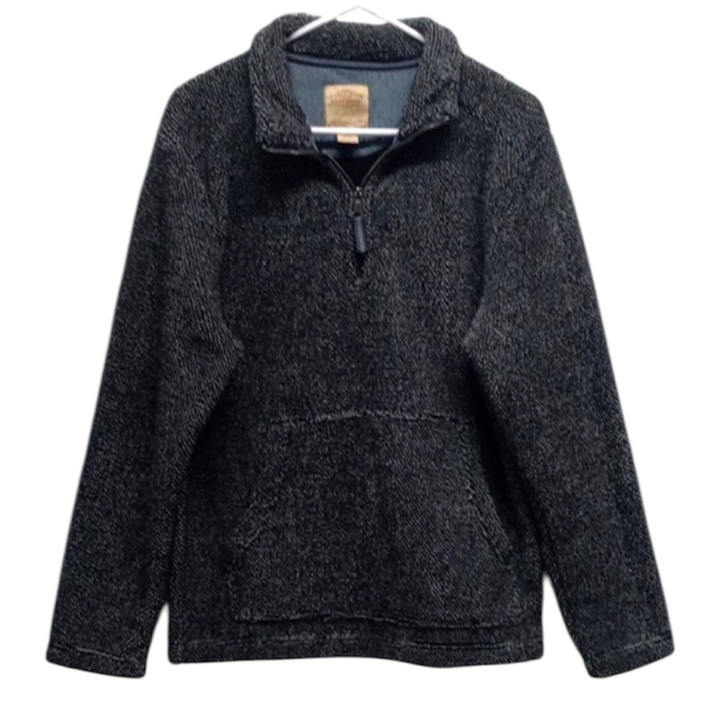 Telluride Cozy Black and Gray Pullover Hoodie // S